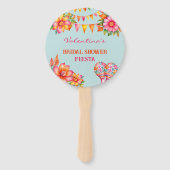 ピンクフローラカラフルブルーフェスタブライダルシャワー ハンドファン (正面)