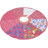 ピンクフローラカリコカントリーコテージスタイル ブラッシュドポリエステルツリースカート (アングル)