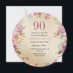 ピンクフローラカントリー金ゴールド90th誕生日パーティー 招待状<br><div class="desc">ピンクフローラカントリー金ゴールド90th Birthday Party Invitation Matching collection in Niche and Nest storeデザイン提供： www.createthecut.com</div>