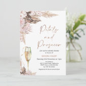 ピンクフローラガラス花びらプロセッコブライダルシャワー 招待状 (スタンド正面)
