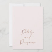 ピンクフローラガラス花びらプロセッコブライダルシャワー 招待状 (裏面)