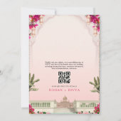 ピンクフローラガーデンカラフルインディアン結婚ズインビタット 招待状 (裏面)