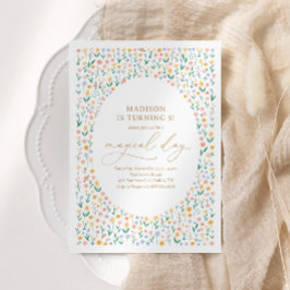 ピンクフローラガーデンガールバースデーパーティー 招待状