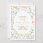 ピンクフローラガーデンガールバースデーパーティー 招待状 (正面)