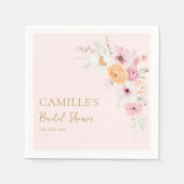 ピンクフローラガーデンパーティーブライダルシャワー スタンダードカクテルナプキン (正面)