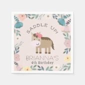 ピンクフローラガーデンホースガール誕生日ナプキンス スタンダードカクテルナプキン (正面)