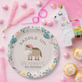 ピンクフローラガーデンホースガール誕生日紙プレート ペーパープレート (パーティー)