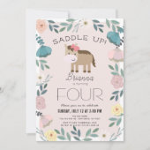 ピンクフローラガーデンホースガール誕生日 招待状 (正面)