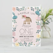 ピンクフローラガーデンホースガール1st誕生日 招待状 (スタンド正面)