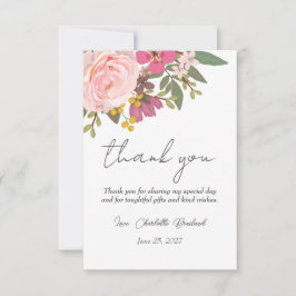 ピンクフローラガーデン春ブライダルシャワー サンキューカード