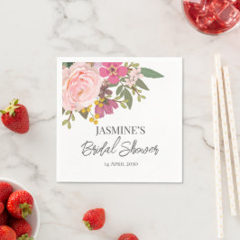 ピンクフローラガーデン春ブライダルシャワー スタンダードカクテルナプキン