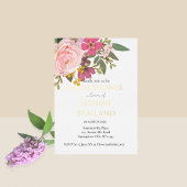 ピンクフローラガーデン春ブライダルシャワー 箔招待状
