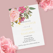 ピンクフローラガーデン春ブライダルシャワー 箔招待状