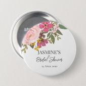 ピンクフローラガーデン春ブライダルシャワー 缶バッジ (正面&裏面)