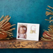 ピンクフローラガーランドイニシャル生まれたばかりのベビー名 フォトプラーク (側面)