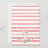 ピンクフローラガールアルパカラマベビーシャワー 招待状 (裏面)