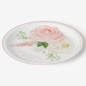 ピンクフローラガールウォーター色名ベビーシャワー ペーパープレート (アングル)