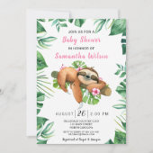 ピンクフローラガールカワイトスロスベビーシャワー招待状 招待状 (正面)