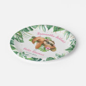 ピンクフローラガールカワイトスロスベビーシャワー紙プラット ペーパープレート (アングル)