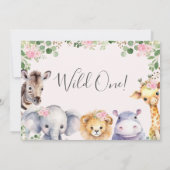 ピンクフローラガールズサファリベイビーシャワー招待状 招待状 (裏面)