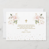 ピンクフローラガールズツインズ1st誕生日《キリスト教》洗礼式や命名式 サンキューカード (裏面)