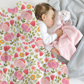 ピンクフローラガールズネームフリースブランケット フリースブランケット