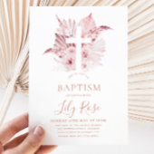 ピンクフローラガールズバプテスマ《キリスト教》洗礼式や命名式 招待状