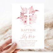ピンクフローラガールズバプテスマ《キリスト教》洗礼式や命名式 招待状