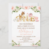 ピンクフローラガールズファーム第1誕生日招待状 招待状 (正面)