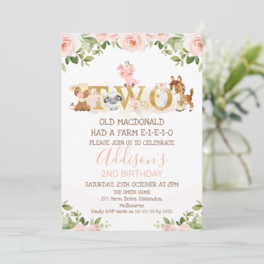 ピンクフローラガールズファーム第2誕生日  招待状 (スタンド正面)