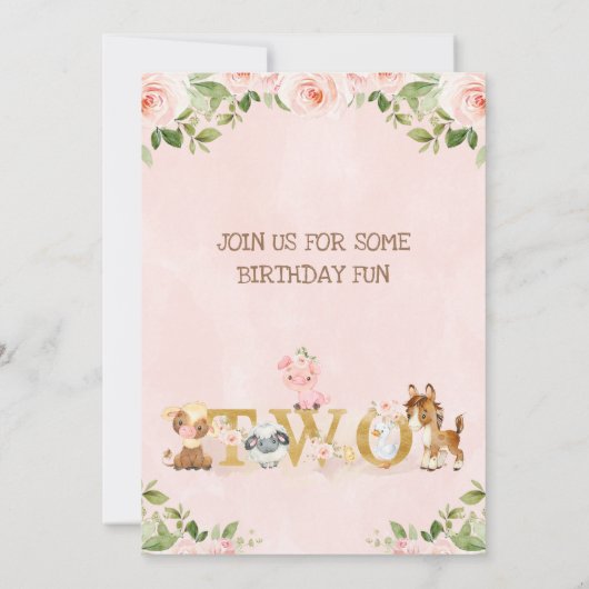 ピンクフローラガールズファーム第2誕生日  招待状 (裏面)