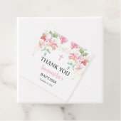 ピンクフローラガールバプテスマメッセージカード フェイバータグ (インサイチュ)