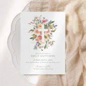 ピンクフローラガールバプテスマ 招待状