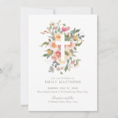 ピンクフローラガールバプテスマ 招待状 (正面)