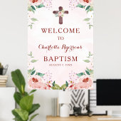 ピンクフローラガールバプテスムウェルカム ポスター (ホームオフィス)