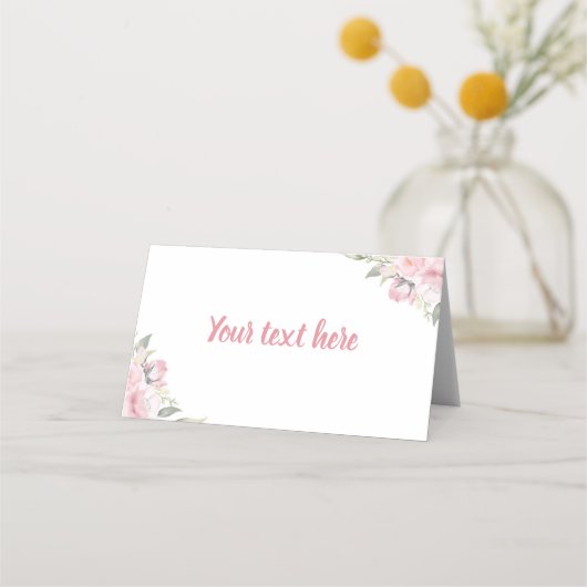 ピンクフローラガールバースデーパーティー座席表 プレイスカード (正面)