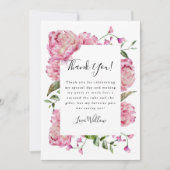 ピンクフローラガールバースデーパーティー サンキューカード (正面)