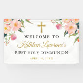 ピンクフローラガールファースト聖体拝領バナー 横断幕 (横)