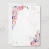 ピンクフローラガールファースト聖餐式金ゴールド十字架 招待状 (裏面)