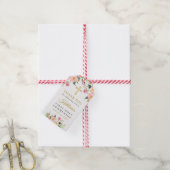 ピンクフローラガールファースト聖餐式 ギフトタグ (より糸付き)