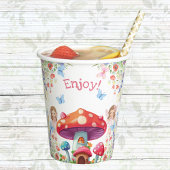 ピンクフローラガールフェアリー誕生日パーティー 紙コップ