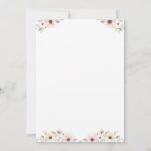 ピンクフローラガールフクロウのベビーシャワー 招待状 (裏面)