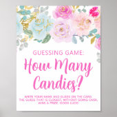 ピンクフローラガールベイビーシャワー推理ゲーム ポスター (正面)