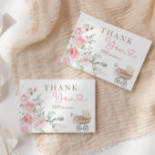 ピンクフローラガールベビーキャリッジシャワーありがとう エンクロージャーカード