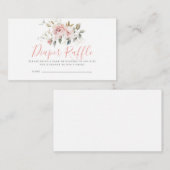 ピンクフローラガールベビーシャワーおむつラッフルチケット エンクロージャーカード (正面/裏面)