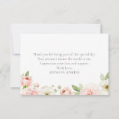 ピンクフローラガールベビーシャワーサンキューカード サンキューカード (裏面)