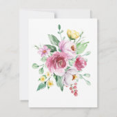 ピンクフローラガールベビーシャワーサンキューカード 招待状 (裏面)