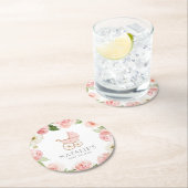 ピンクフローラガールベビーシャワーラウンド紙コースター ラウンドペーパーコースター (インサイチュ)