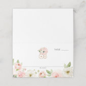 ピンクフローラガールベビーシャワー折り畳み座席表 プレイスカード (外部開封)