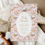 ピンクフローラガールベビーシャワー招待状 招待状
